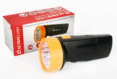 Фонарь ULTRAFLASH LED3827 аккум. 220В черн/желтый 5LED SLA пластик (1/60)