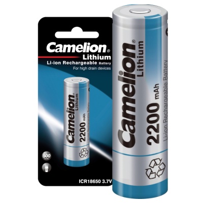 Аккум-р CAMELION ICR18650  2200 mah (ICR18650F-22BP1, аккумулятор, 3.7 V, Li-Ion/ LiCoO2)