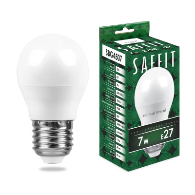 Лампа светодиодная SAFFIT 7W 2700K 230V E27 G45, SBG4507 (10/200)