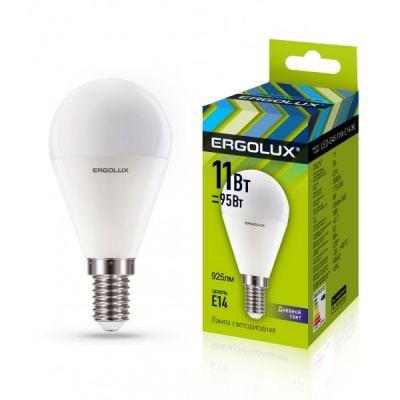 Лампа Ergolux LED-G45-11W-E14-6K Шар 172-265V