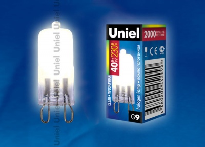 Лампа галогенная UNIEL JCD-CL-40/G9 картон картонная коробка