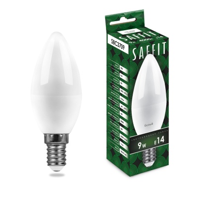 Лампа светодиодная SAFFIT 9W 4000K 230V E14 C37 свеча, SBC3709