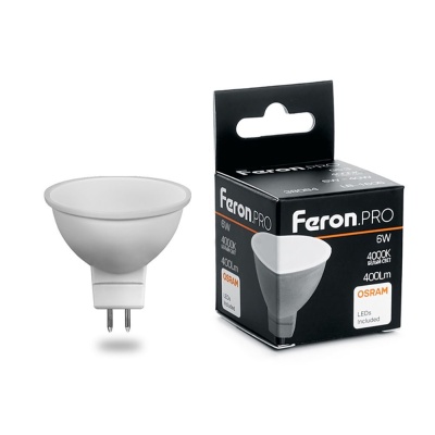Лампа светодиодная FERON PRO LB-1606 (6W) 230V G5.3 4000K MR16 