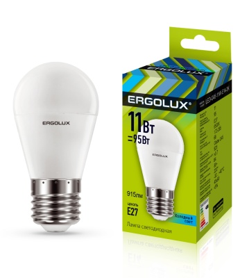 Лампа Ergolux LED-G45-11W-E27-4K Шар 172-265V