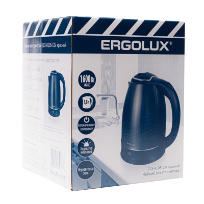 Чайник ERGOLUX ELX-KS05-C04 красный ПРОМО (чайник нерж.сталь, 1.8л, 220-240В, 1600 Вт)