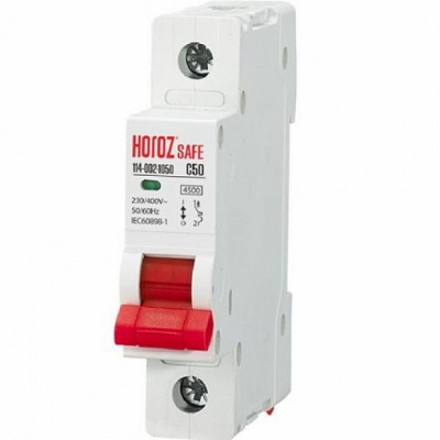 HOROZ 114-002-1002 1P 2A C 4.5kA 230V Миниатюрный Автоматический Выключатель SAFE (MCB 1P C2)