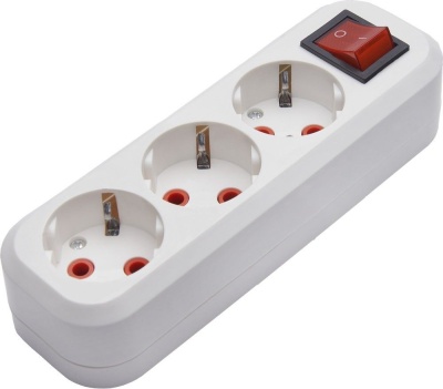 Колодка переносная разборная с выкл. на 3 гнезда, с/з, 250В, 16A, IP20, PST16-311-20. белая