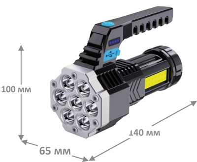 Фонарь ULTRAFLASH LED53404 аккум. 4В, черный, 7LED+COB, 3 Вт, 4 реж, Micro-USB, бокс