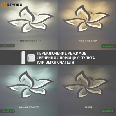 Светильник ESTARES ELLA 50W 5F-RC 600x95-WHITE/WHITE-220-IP20 Управляемый (5)