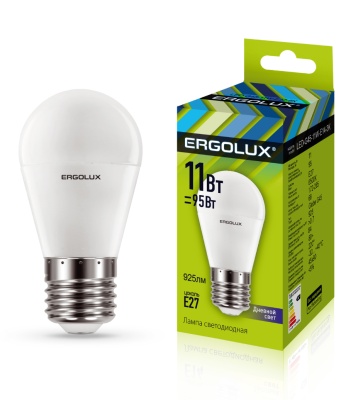 Лампа Ergolux LED-G45-11W-E27-6K Шар 172-265V