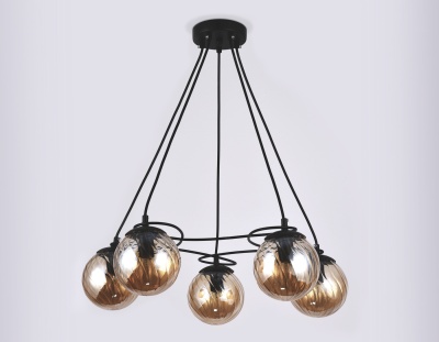 Люстра подвесная Ambrella TR9022/5 BK/TI черный/янтарь E14 max 40W D560*800