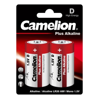 Батарейка CAMELION LR20 Plus Alkaline BL-2 (BP-2), 1.5В (2/12/96)