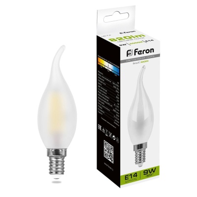 Лампа светодиодная FERON LB-74 9W 230V E14 4000K филамент С35Т матовая