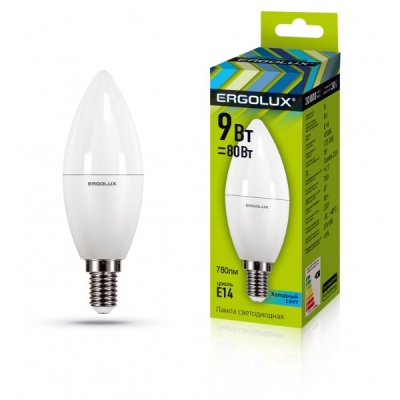 Лампа Ergolux LED-C35-9W-E14-4K Свеча 172-265V
