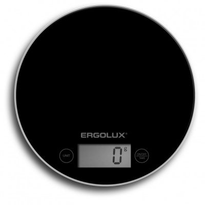Весы кухонные ERGOLUX ELX-SK03-С02 черные (до 5кг, 185мм круглые) (1/20)