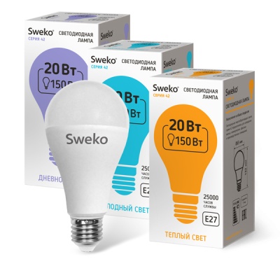 Светодиодная лампа Sweko 42 серия 42LED-A65-20W-230-3000K-E27