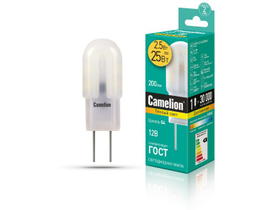 Лампа CAMELION LED2.5-JC-SL/830/G4 12V 2.5W(10/100/1000)