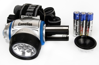 Фонарь CAMELION LED 5310-7F3 налобный, металлик, 7LED, 3 режима, 3хAAA в комплекте (1/6)