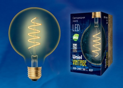 Лампа светодиодная UNIEL Vintage LED-G95-4W/GOLDEN/E27/CW GLV21GOФорма «шар», золотистая кол