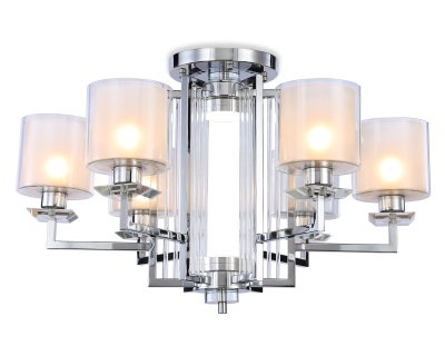 Потолочная люстра TR4418/6 CH/CL/FR хром/прозрачный/белый матовый E27*6 max 40W D748*463