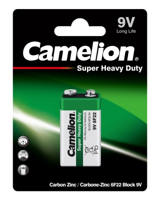 Батарейка CAMELION 6F22 BL-1, 9В (зеленый) (12/240)