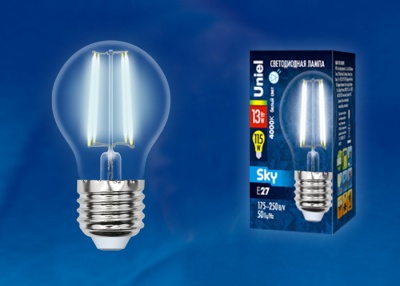Лампа светодиодная UNIEL LED-G45-13W/4000K/E27/CL PLS02WH картон