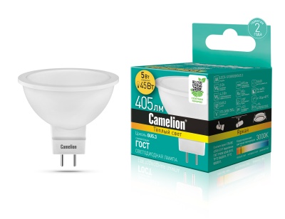 Лампа CAMELION LED5-S108/830/GU5.3 220V 5W (JСDR 5Вт 220В) (1/10/100)