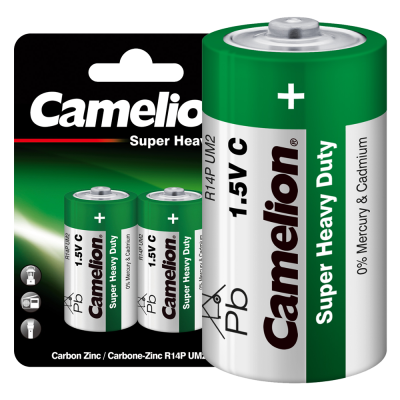 Батарейка CAMELION R14 BL-2, 1.5В (зеленый) (12/288)