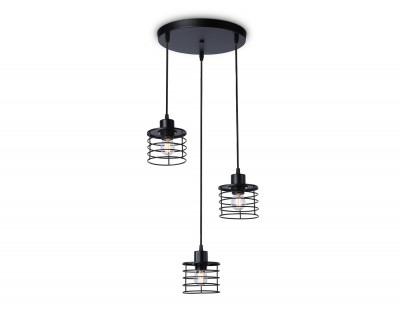 Светильник подвесной в стиле лофт Ambrella TR8081/3 BK черный E27*3 max 40W D372*1170
