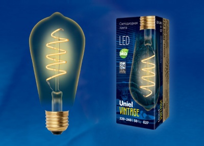 Лампа светодиодная UNIEL Vintage LED-ST64-4W/GOLDEN/E27/CW GLV22GO Форма «конус», золотистая 