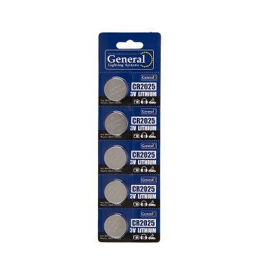 Батарейка  GBAT-CR2025  кнопочная литиевая 5pcs/card  (5/100/2000)
