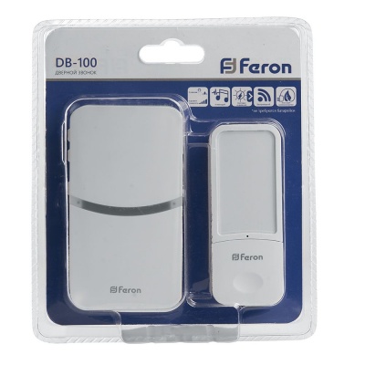 Звонок FERON DB-100 белый (18 мелодий) 230V IP44
