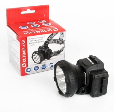 Фонарь ULTRAFLASH LED5365 налобный аккум., черный 5LED 2режима, пластик (1/90)