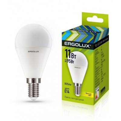 Лампа Ergolux LED-G45-11W-E14-3K Шар 172-265V