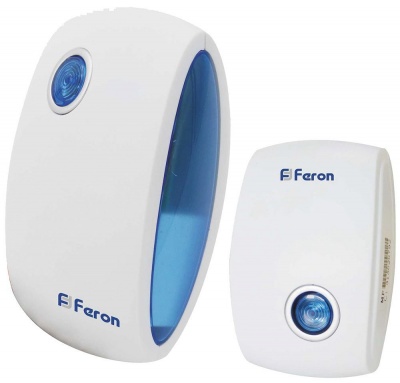 Звонок FERON E-376 36 мелодий белый, синий  IP20, 2*1,5V/АА (база)