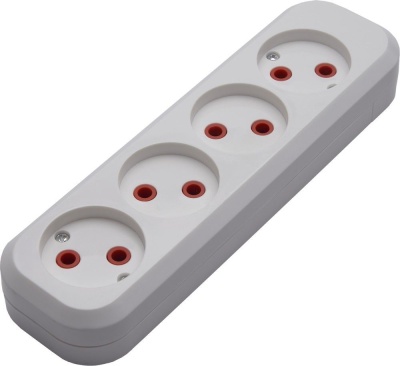 Колодка переносная разборная на 4 гнезда б/з, 250В, 10A, IP20, PST10-400-20, белая