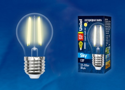 Лампа светодиодная UNIEL LED-G45-13W/3000K/E27/CL PLS02WH картон