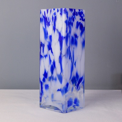 Ваза Квадрат 6360/300 крошка белый/синий 30 см
