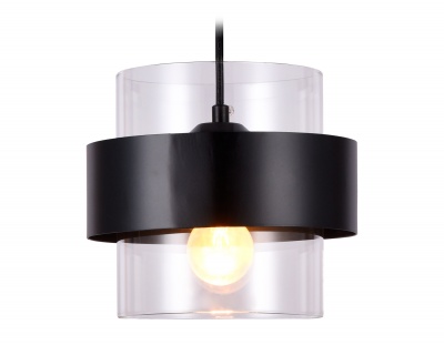 Светильник подвесной со сменной лампой Ambrella TR3646 BK/CL черный/прозрачный E27 max 40W D180*950