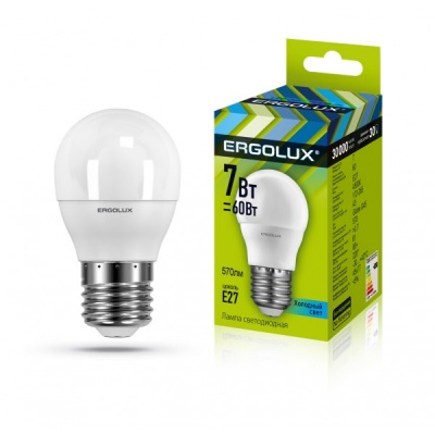 Лампа Ergolux LED-G45-7W-E27-4K Шар 172-265V