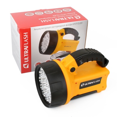 Фонарь ULTRAFLASH LED3712 аккум. 220Вт/12B желтый 19LED.  пластик (1/20)