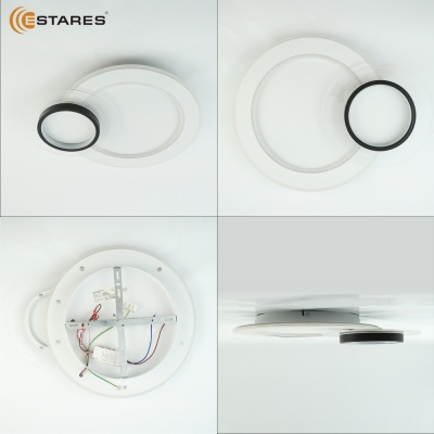 Люстра светодиодная ESTARES SUVON 80W 2R-ON/OFF-500x400x70-WHITE/BLACK/CLEAR-220-IP20