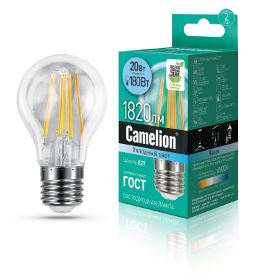 Лампа CAMELION LED20-A60-FL/845/E27 220V 20W