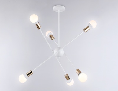 Люстра подвесная Ambrella TR80432/6 WH/GD белый/золото E27/6 max 60W D950*730