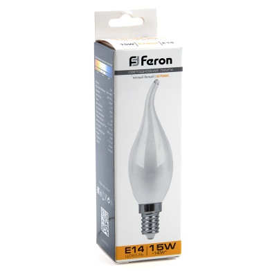 Лампа светодиодная FERON LB-718 15W 230V E14 2700K филамент С35T матовая