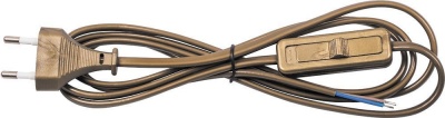 Сетевой шнур FERON с выключателем 1.9м золото /KF-HK-1 (200)