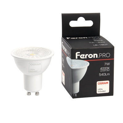 Лампа светодиодная FERON PRO LB-1607 (7W) 230V GU10 4000K MR16 38 градусов