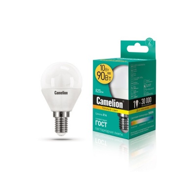 Лампа CAMELION LED10-G45/830/E14 220V 10W ()