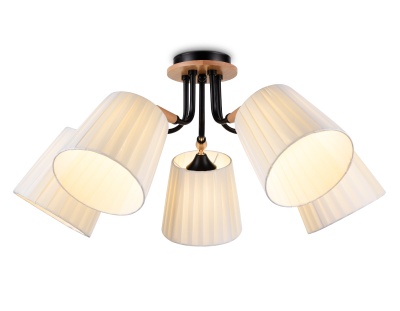 Потолочный светильник Ambrella TR4733/5 BK/LWD черный/светлое дерево E27/5 max 40W D610*270