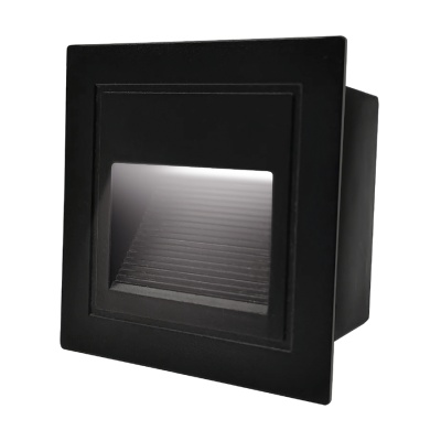 Светильник для ступеней 3Вт 5000К Металл Черный Квадрат General GSTL-S1-3BT-5K
